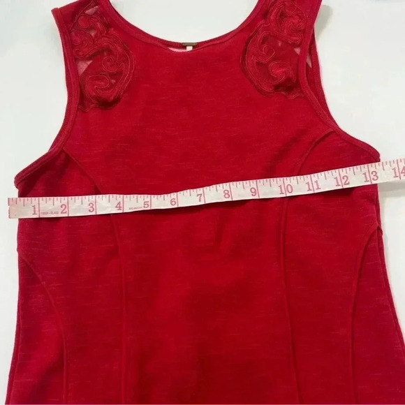 Free People Womens XS Lace Braided Bodycon Sleeveless Pencil Red Dress - Picture 7 of 9